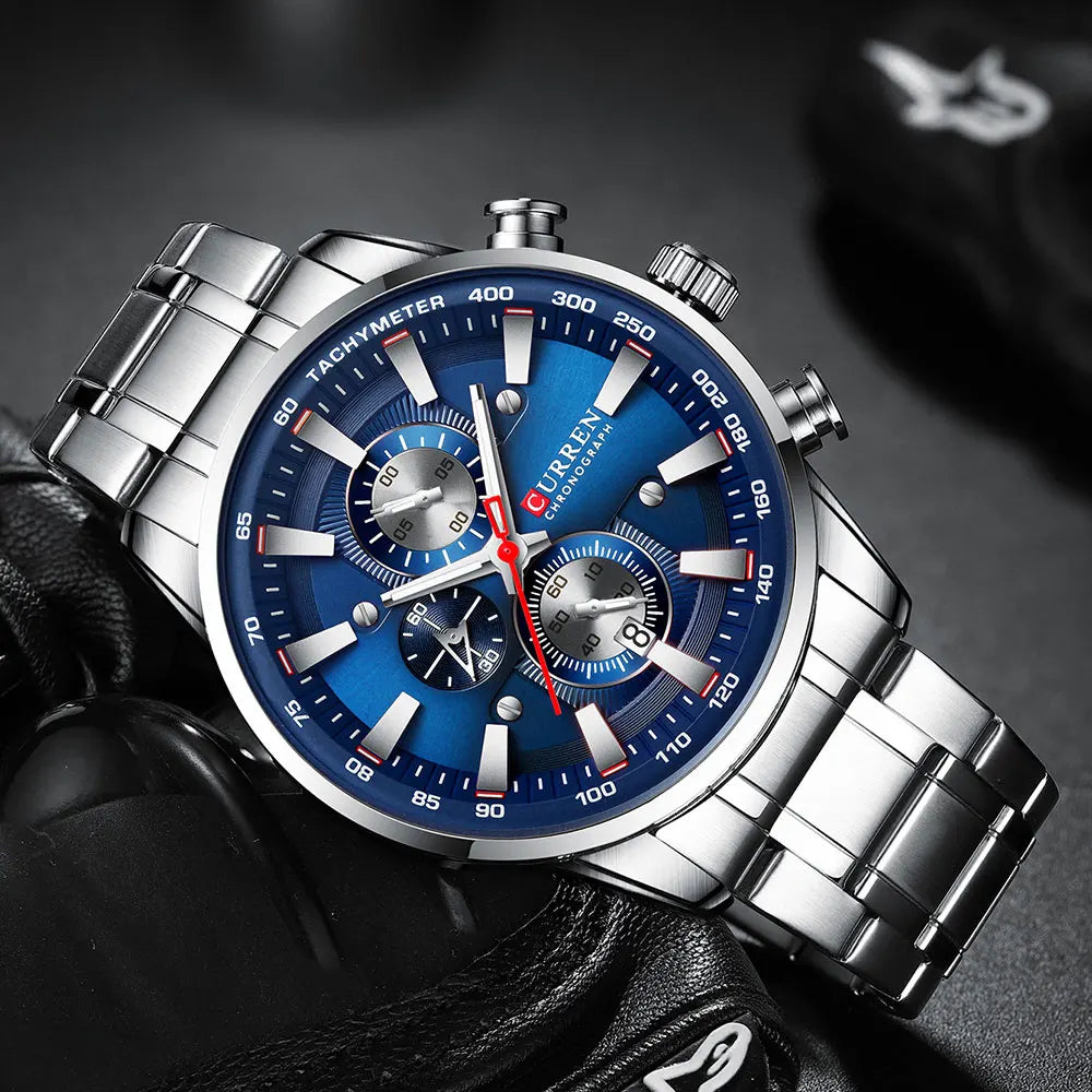 CURREN homme montres de luxe sport chronographe montres pour hommes Quartz bracelet en acier inoxydable horloge aiguilles lumineuses