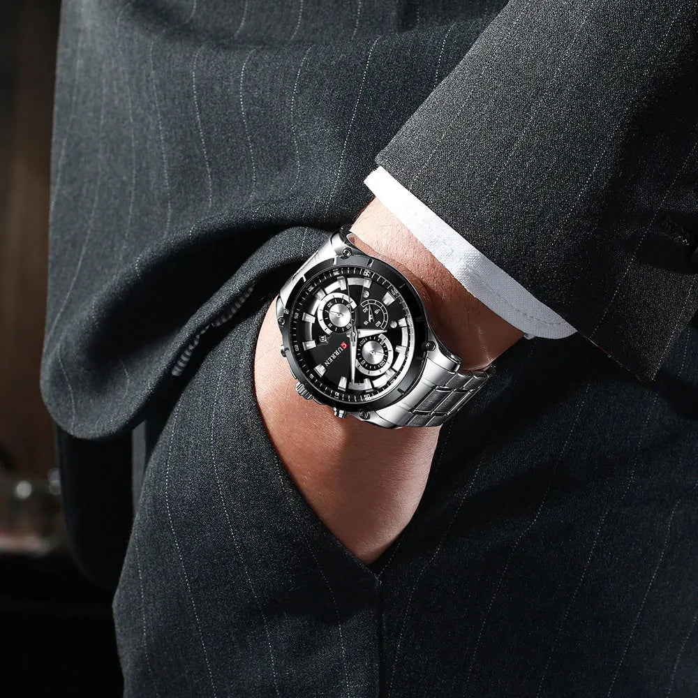 CURREN – montre de Sport à Quartz pour hommes, marque de luxe, entièrement en acier, étanche, à la mode, horloge de Date, chronographe