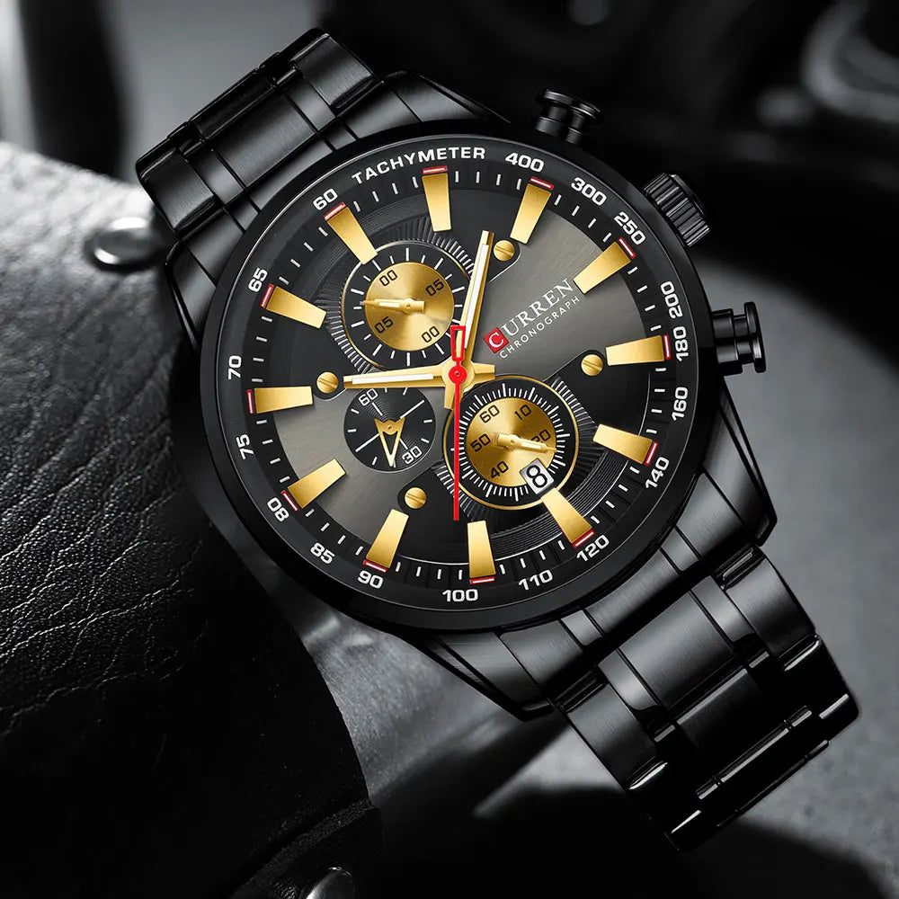 CURREN homme montres de luxe sport chronographe montres pour hommes Quartz bracelet en acier inoxydable horloge aiguilles lumineuses