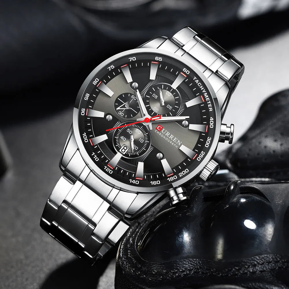 CURREN homme montres de luxe sport chronographe montres pour hommes Quartz bracelet en acier inoxydable horloge aiguilles lumineuses