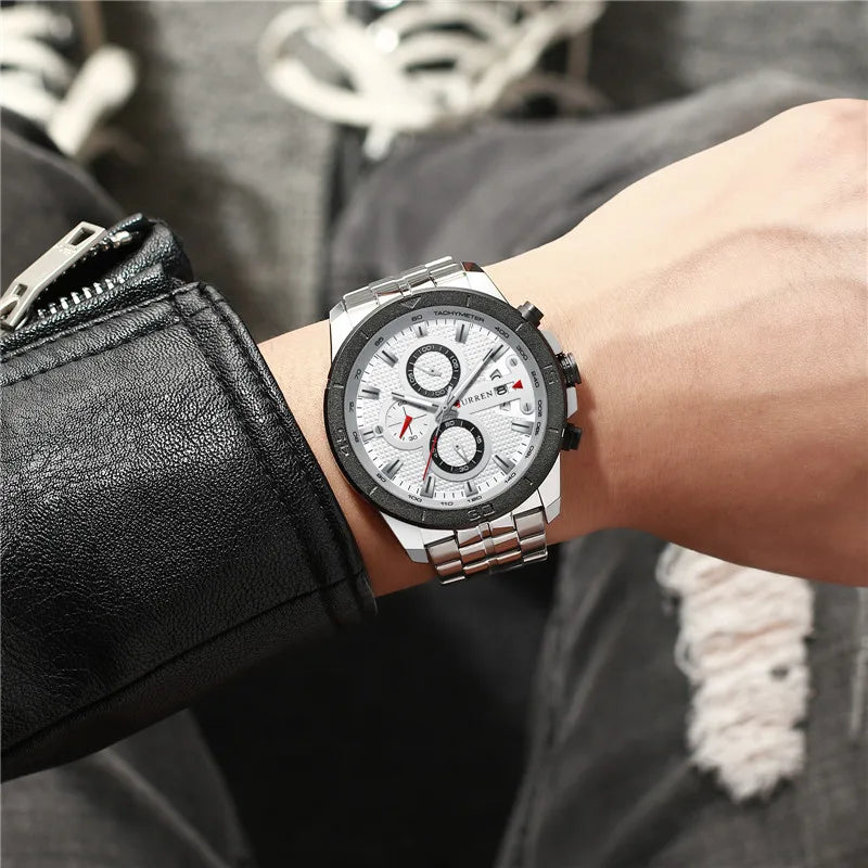 CURREN montre hommes étanche chronographe Sport militaire mâle horloge haut marque de luxe en acier
