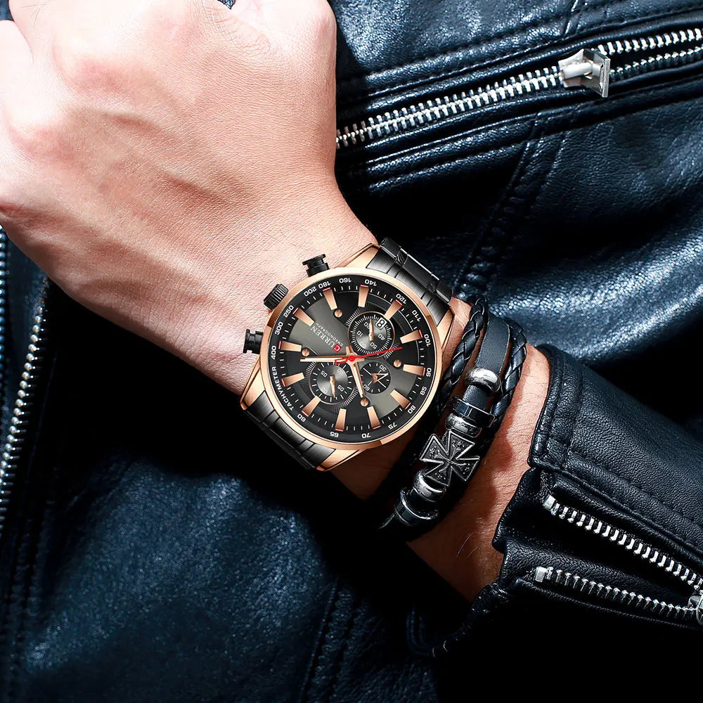 CURREN homme montres de luxe sport chronographe montres pour hommes Quartz bracelet en acier inoxydable horloge aiguilles lumineuses