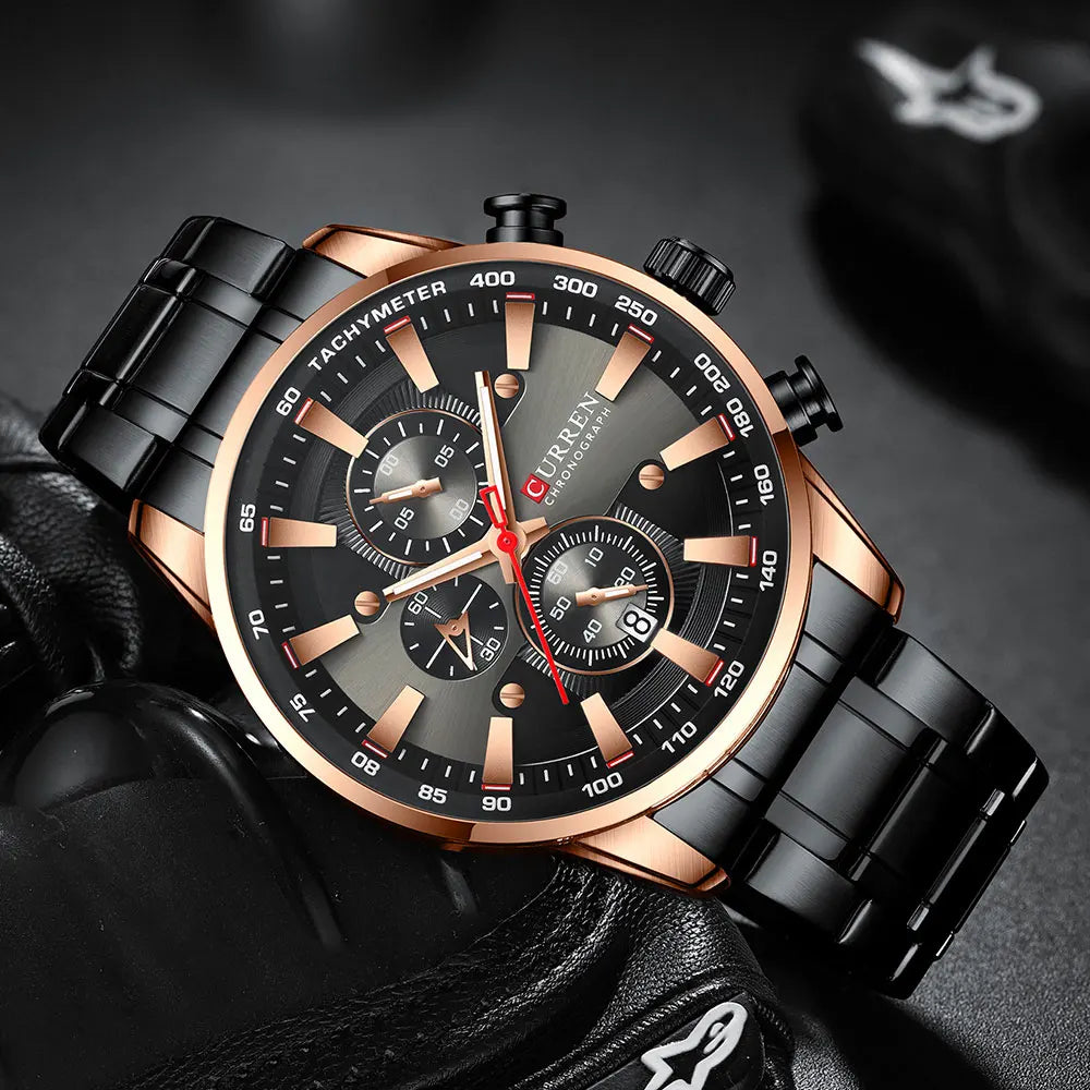 CURREN homme montres de luxe sport chronographe montres pour hommes Quartz bracelet en acier inoxydable horloge aiguilles lumineuses