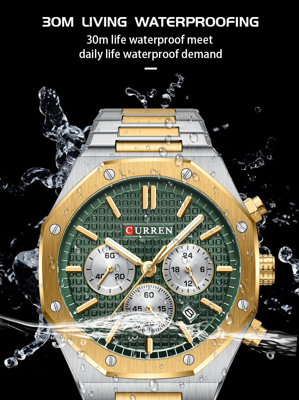 CURREN tempérament hommes de luxe Design de mode or hommes montres multifonction lumineux Quartz mâle montre-bracelet Relogio Masculino
