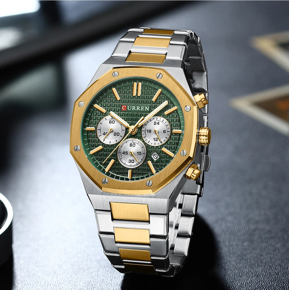 CURREN tempérament hommes de luxe Design de mode or hommes montres multifonction lumineux Quartz mâle montre-bracelet Relogio Masculino
