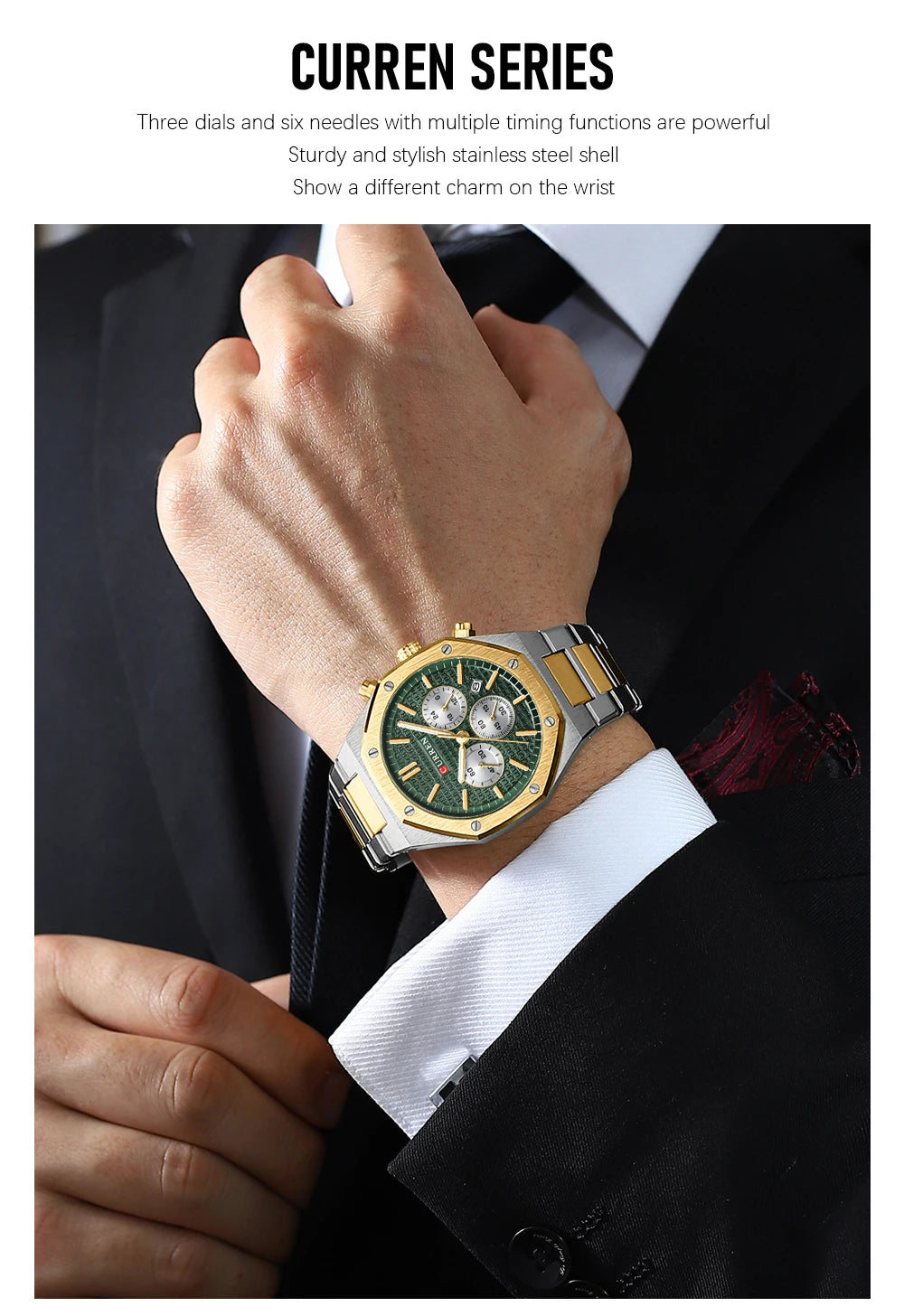 CURREN tempérament hommes de luxe Design de mode or hommes montres multifonction lumineux Quartz mâle montre-bracelet Relogio Masculino