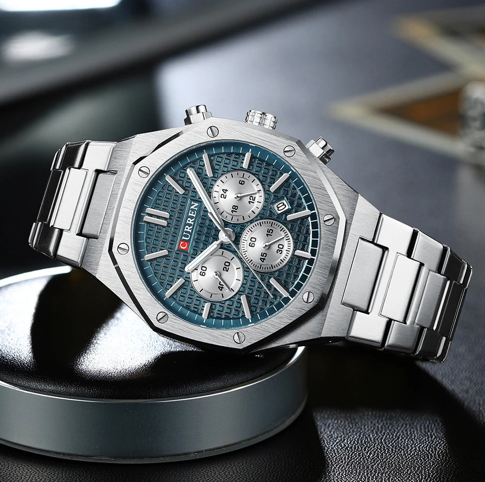 CURREN tempérament hommes de luxe Design de mode or hommes montres multifonction lumineux Quartz mâle montre-bracelet Relogio Masculino