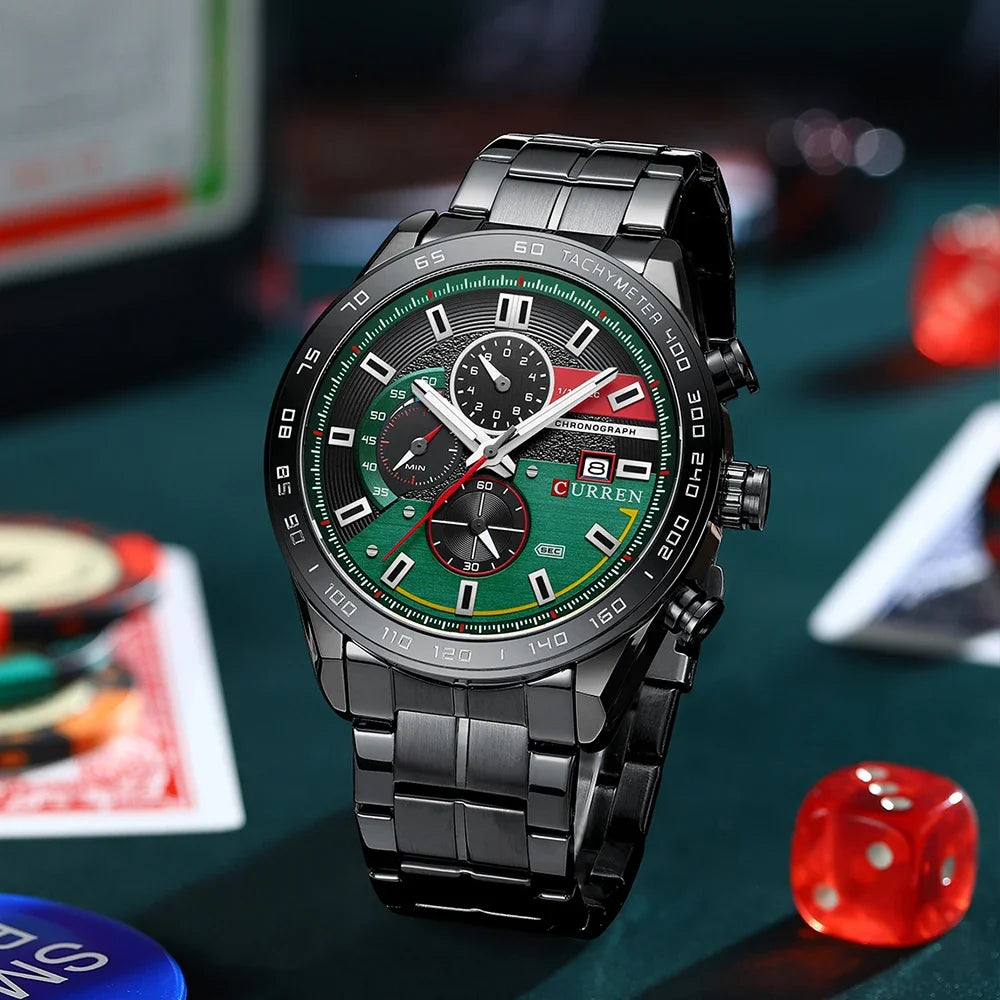 CURREN montre de sport pour hommes marque de luxe horloge à Quartz bracelet étanche fantaisie bracelet rond chronographe pour hommes horloge de calendrier lumineux