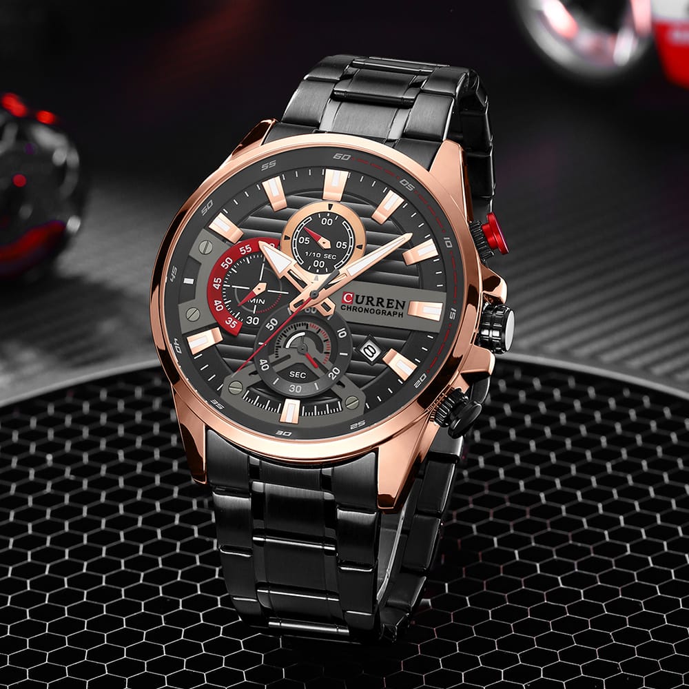 CURREN sport montres à quartz décontractées avec chronographe mode montre pour hommes en acier inoxydable Date automatique horloge mâle avec boîte