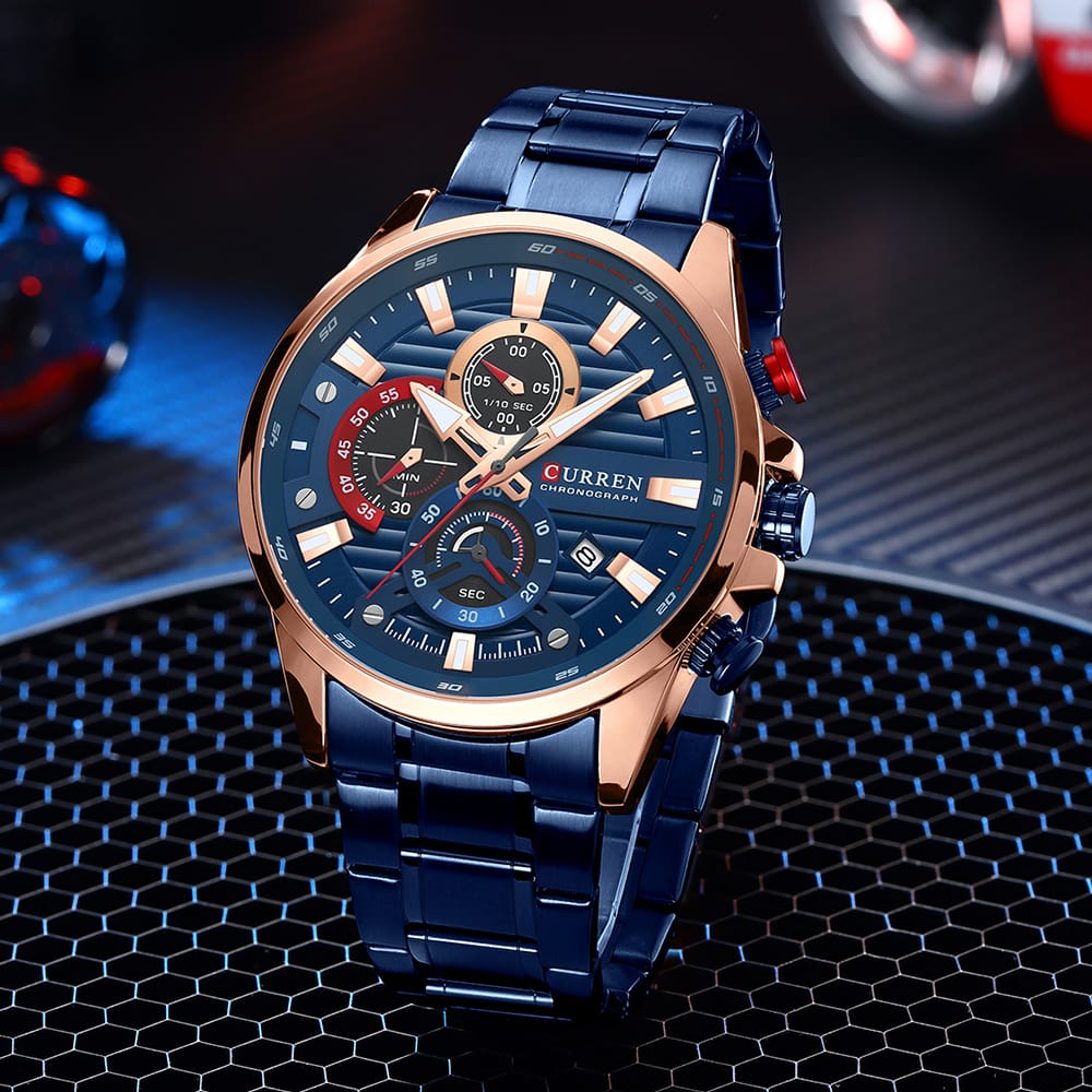 CURREN sport montres à quartz décontractées avec chronographe mode montre pour hommes en acier inoxydable Date automatique horloge mâle avec boîte