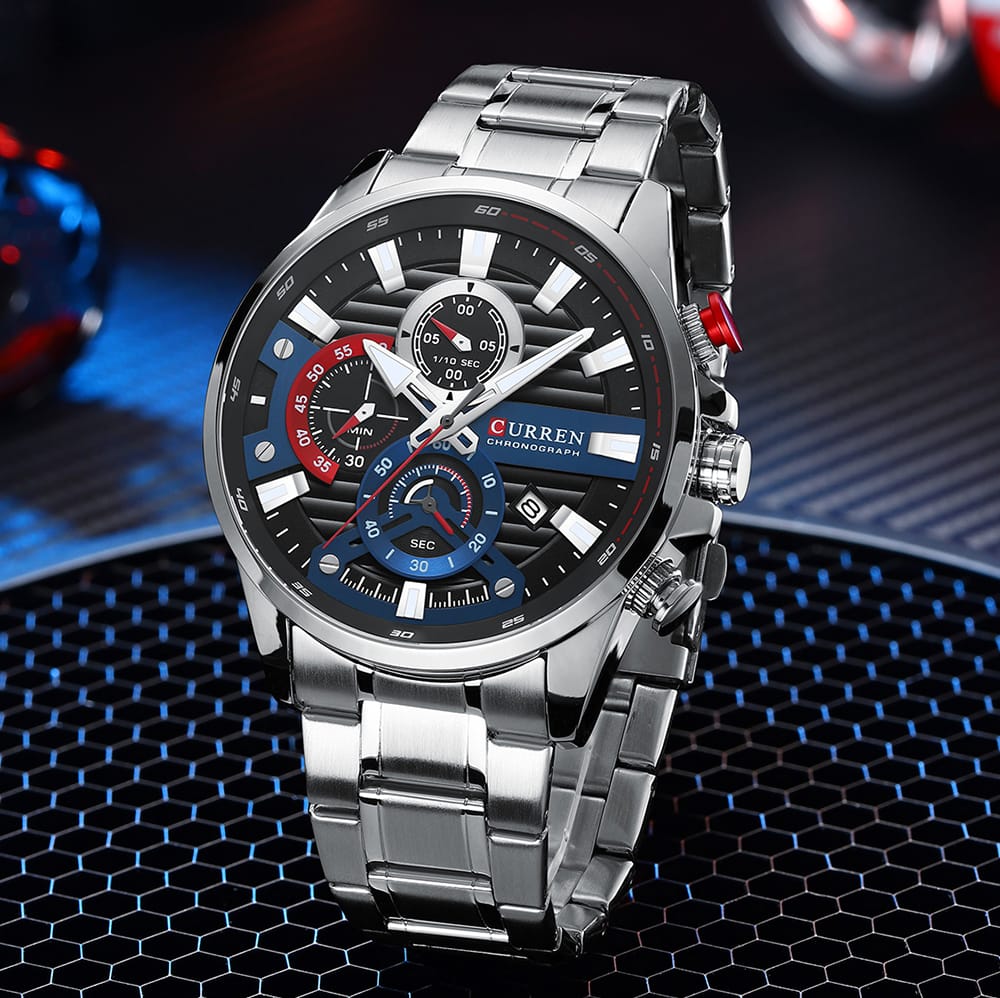 CURREN sport montres à quartz décontractées avec chronographe mode montre pour hommes en acier inoxydable Date automatique horloge mâle avec boîte