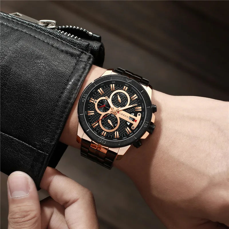 CURREN montre hommes étanche chronographe Sport militaire mâle horloge haut marque de luxe en acier