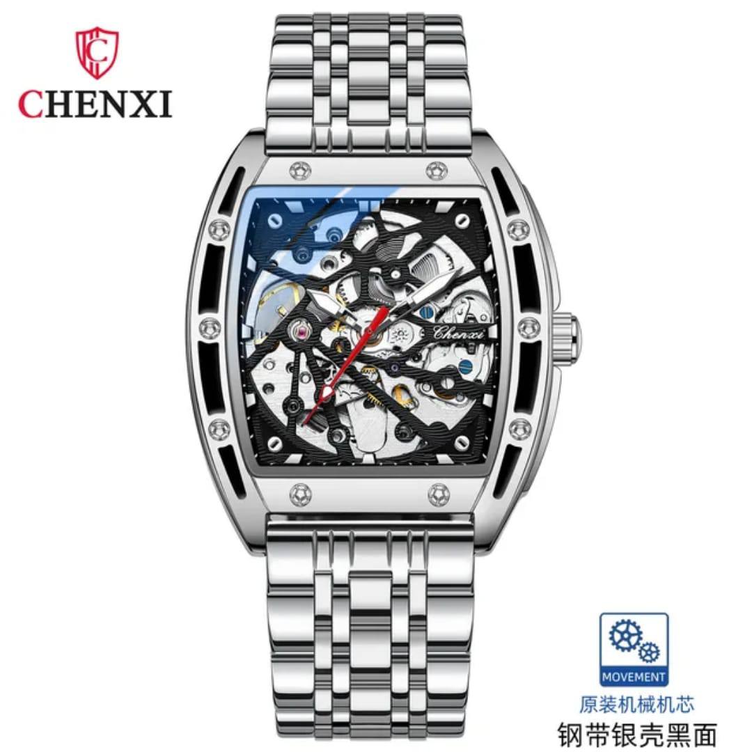 Montre-bracelet mécanique automatique pour hommes, veilleuse étanche en forme de baril, diffusion en direct, best-seller en cuir véritable, offre spéciale de Th